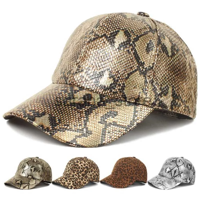 Stingy Brim Hats Men Women High Quality Snake Skin Print Leather Dad Hat Baseball Cap Adjustable Classic Sport Leopard Print Outdoor Bone Hat J230831