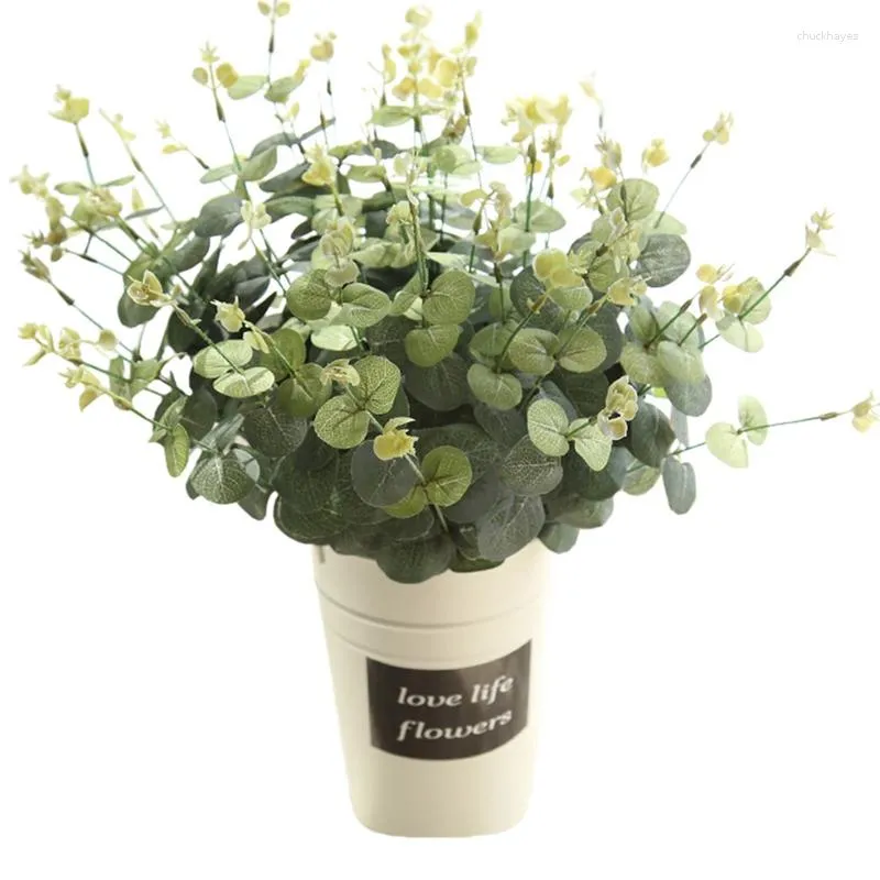 Decorative Flowers Artificial Eucalyptus Silver Dollar Leaf Greenery Plant Holiday Wedding Home Decoration Accessories