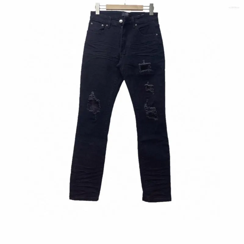 Jeans pour hommes 23SS Ripped Y2K High Street Punk Style Streetwear Pantalon pour homme Slim Stretch Crayon Hip Hop Motif Jean