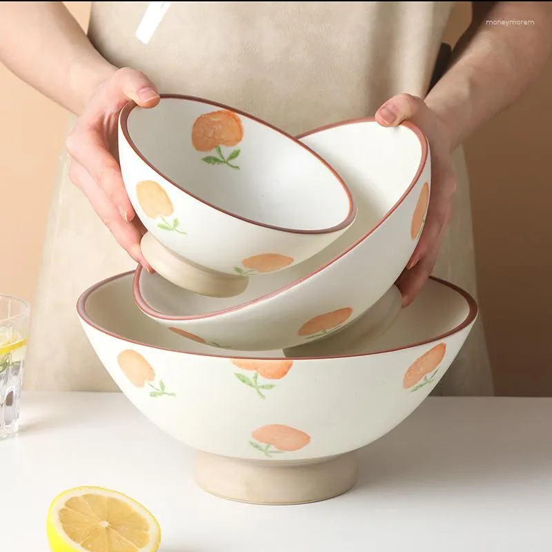 Tigelas de caqui frutas tigela de sopa criativa casa cozinha grande requintado talheres de cerâmica alto nível de aparência recipiente de macarrão