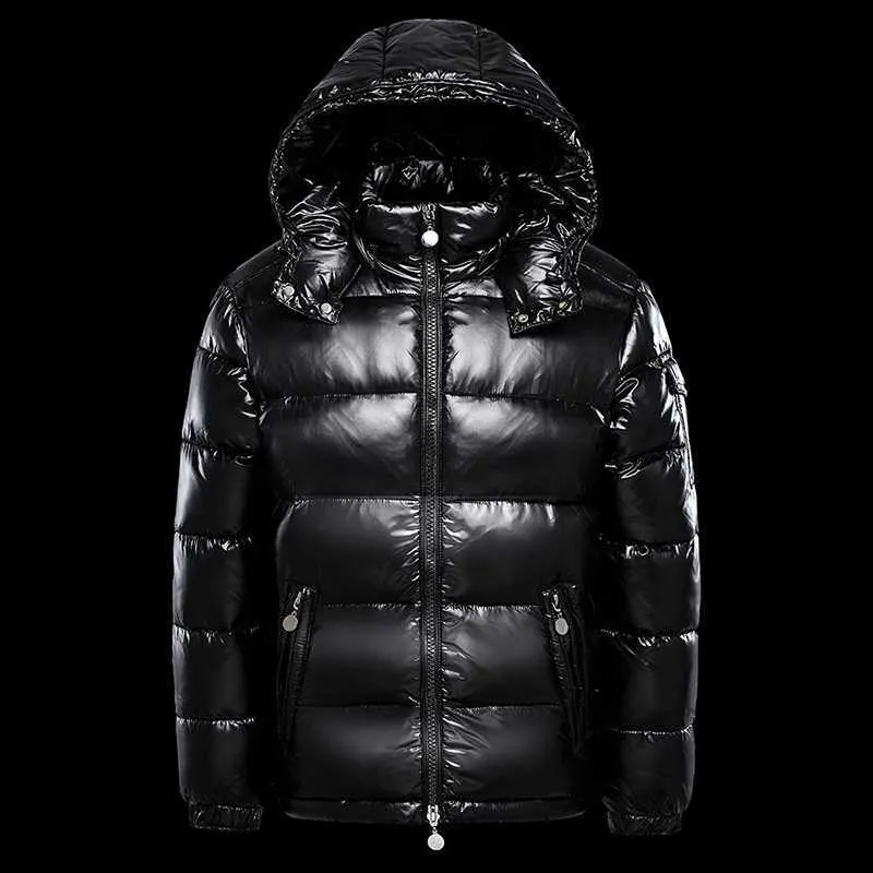 Men's Down Parkas Men's Down Jacket White Duck Hood Warm Glossy Jacket Men Shiny Black Red Padded Fluffy Down Coat Man Winter Puffer Jacket Women Q230831