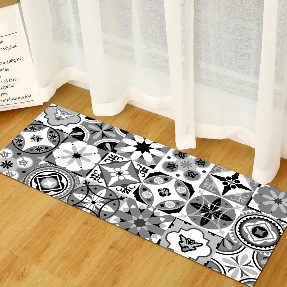 Tapis Tapis bohème antidérapant absorbant l'eau, Style bohémien, zone d'absorption d'eau, pour cuisine, salon, salle de bain, paillasson 230831