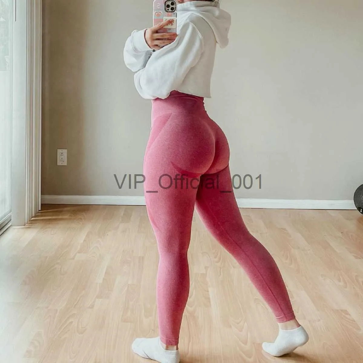 Pink seamless workout tight top