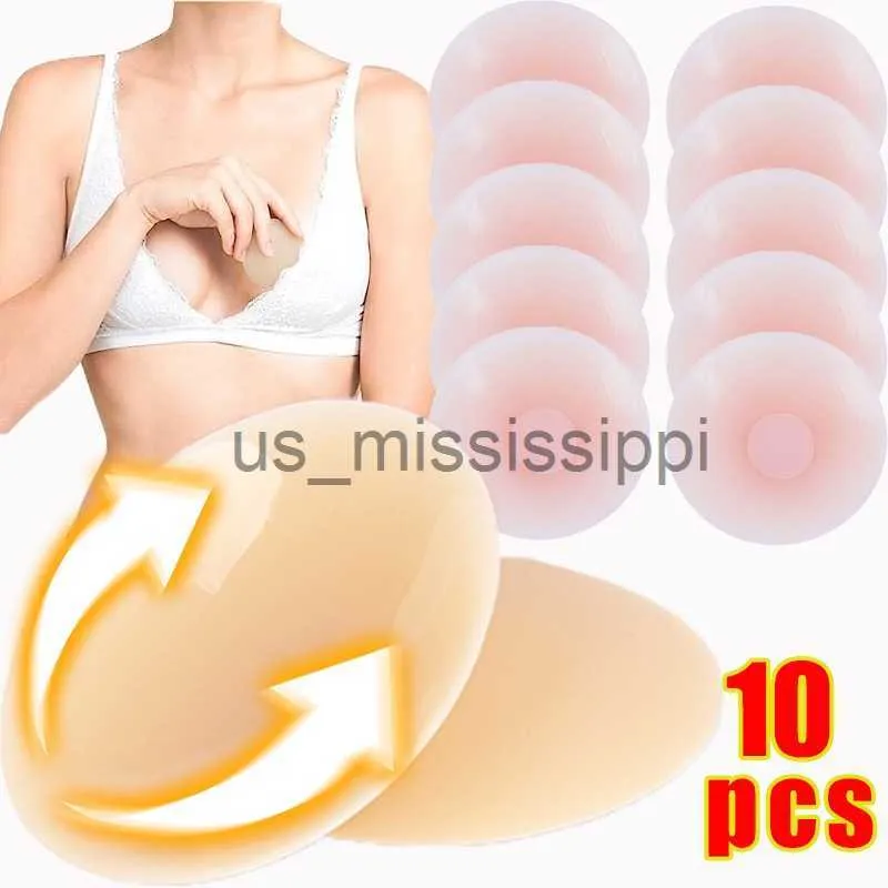 Bröstplatta 10st silikonnippel täcker kvinnor återanvändbar axellös lyft upp bh -kuddar klistermärke bröstpasties självadhesiv osynlig bröst kronblad x0831