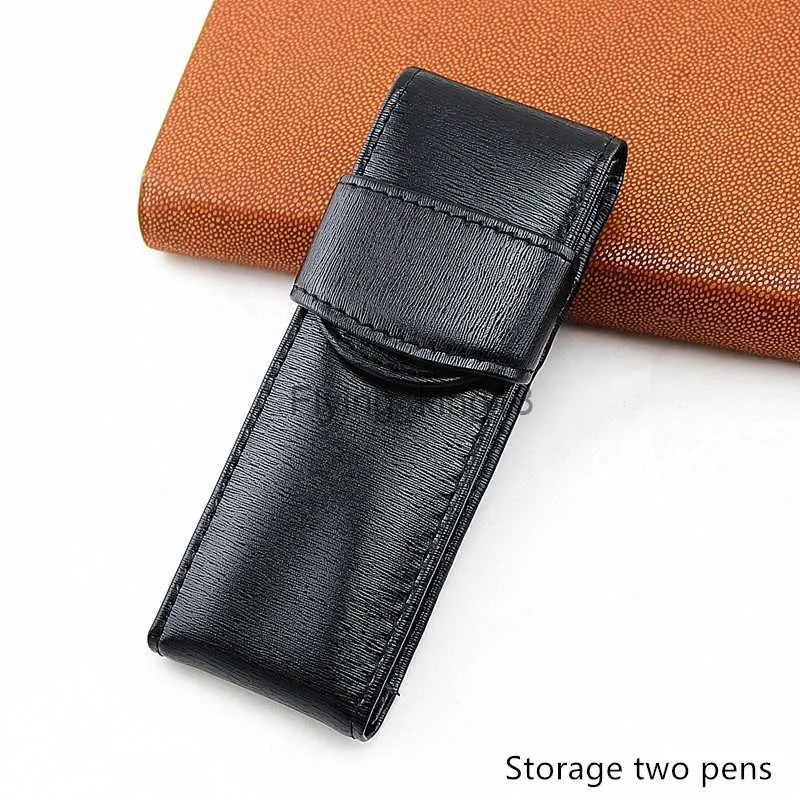 Federmäppchen Echtes, hochwertiges Leder-Füllfederhalteretui/Tasche für 2 Stifte – Schwarzer Stifthalter/Beutel HKD230831