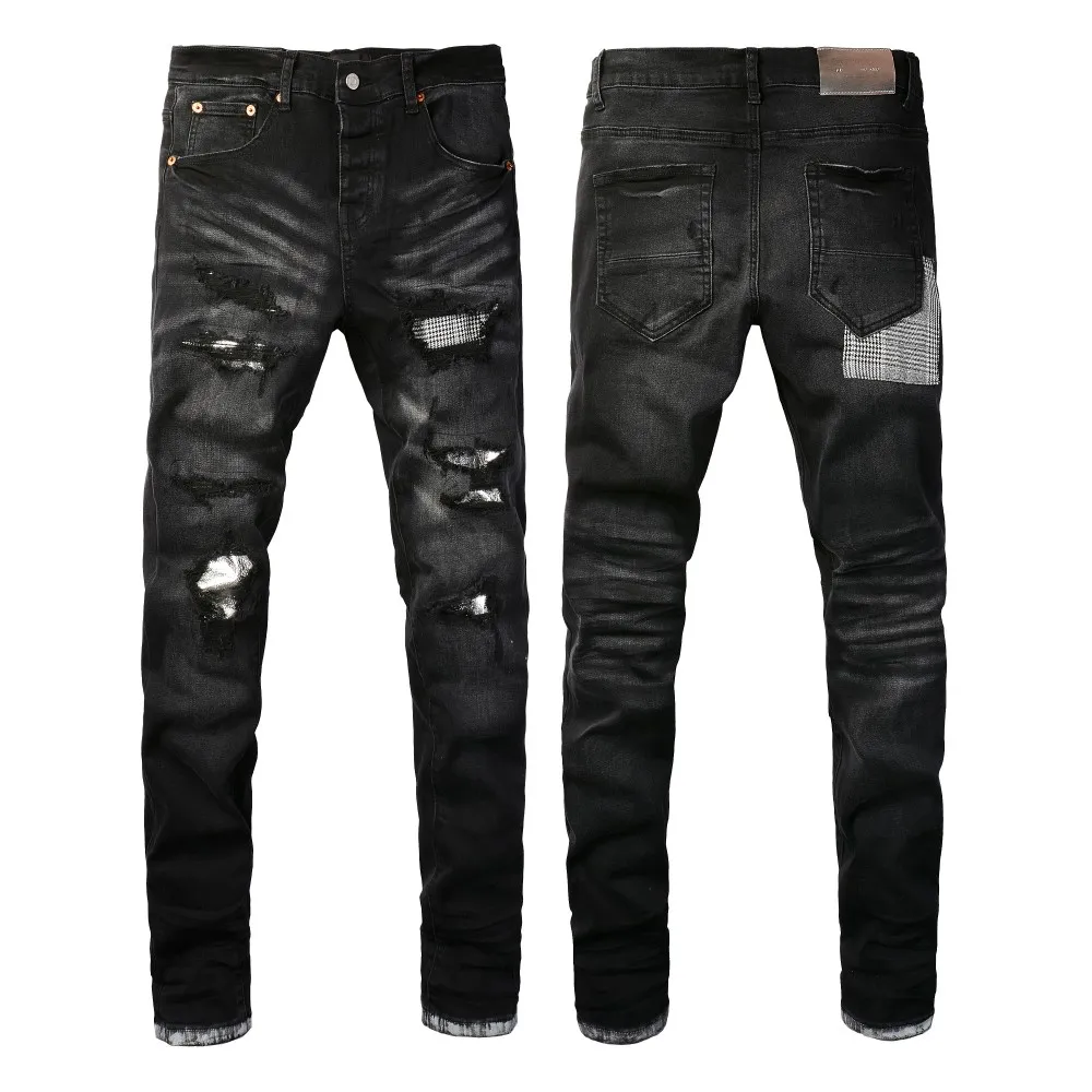 2024 Ubrania mody desinger fioletowe dżinsy ułożone haft haftowy samowystarczalność małe stopy dżinsowe wersja długie proste regularne nowoczesne litera dżinsowe spodnie 29-40