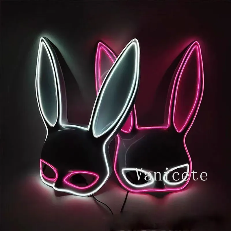 Party Masks Carnival El Wire Bunny Masque Masquerade LED Night Club Rabbit Masques Carnival Birthday Wedding Face Mask T9I002437