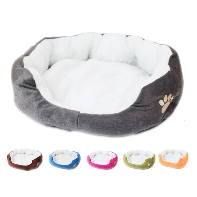 Kennels Pens Mignon Patte Impression Moyen M-L Lit pour Chien Agneau Polaire pour Chien Ultra Doux Chat Lit Chaud Confortable Lavable Chat Canapé Chiot Nid 230831