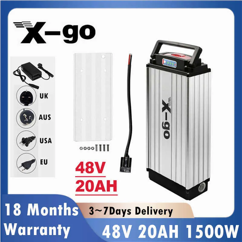 Ebike batterij 48v 20Ah Achterdrager 48v batterij 18650 bateria voor 1000W 1500W Lithium fiets accu 48V Batterij 2A Lader