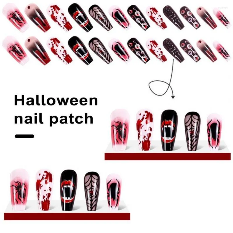 False Nails Manicure Fake Art Press On Spooky Halloween Nail 3D Eyeball Spider Fangs Decor Easy for Party