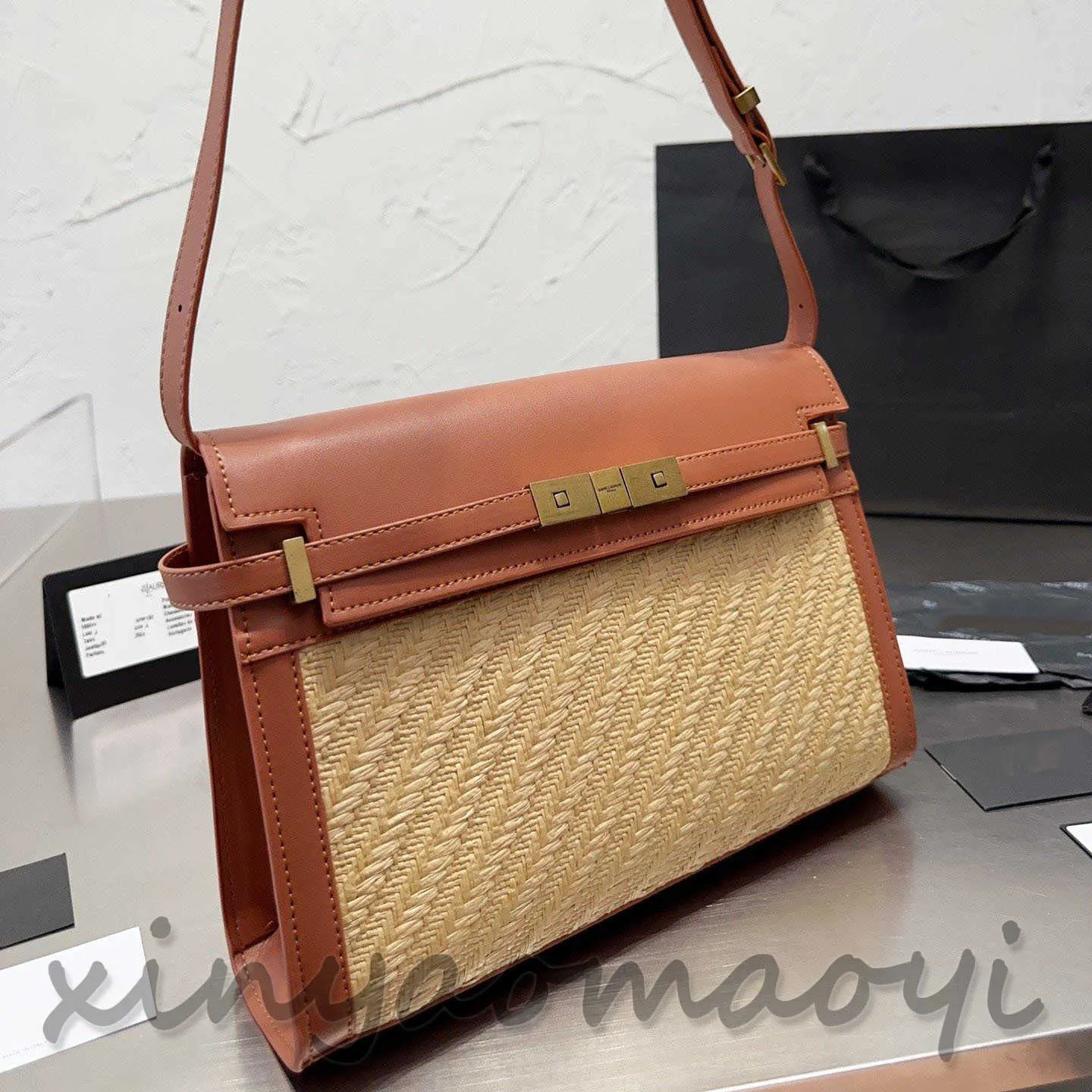 Y Manhattan Bag, borsa di paglia Borsa firmata, elegante ed elegante, borsa da donna, borsa tote, borsa a tracolla, borsa a tracolla, semplice e bella 826014