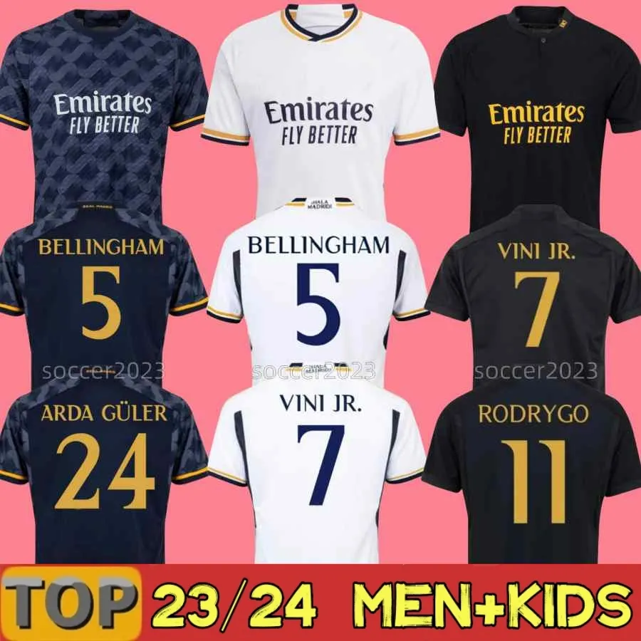 23/24 Bellingham Vini Jr Soccer Jerseys Mbappe Tchouameni 2023 2024 Футбольная рубашка Rela Madrids Camavinga Rodrygo Modric Camisetas Men Kid