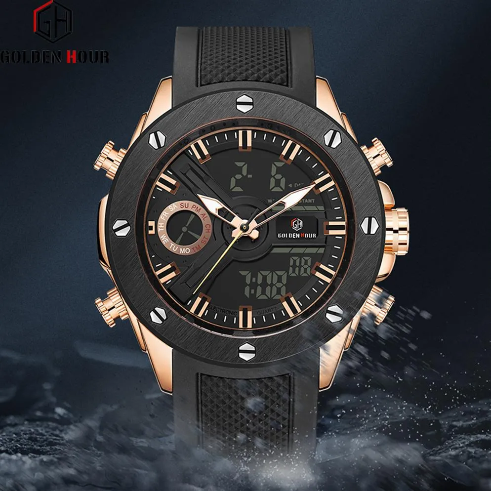 Reloj Hombre GOLDENHOUR mode Sport hommes montre erkek kol saati automatique numérique armée militaire homme montre Relogio Masculino276b