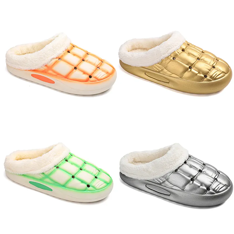 2023 Winter fleece thickened warm cotton men woman golden silver green orange black trend couple shoes color5