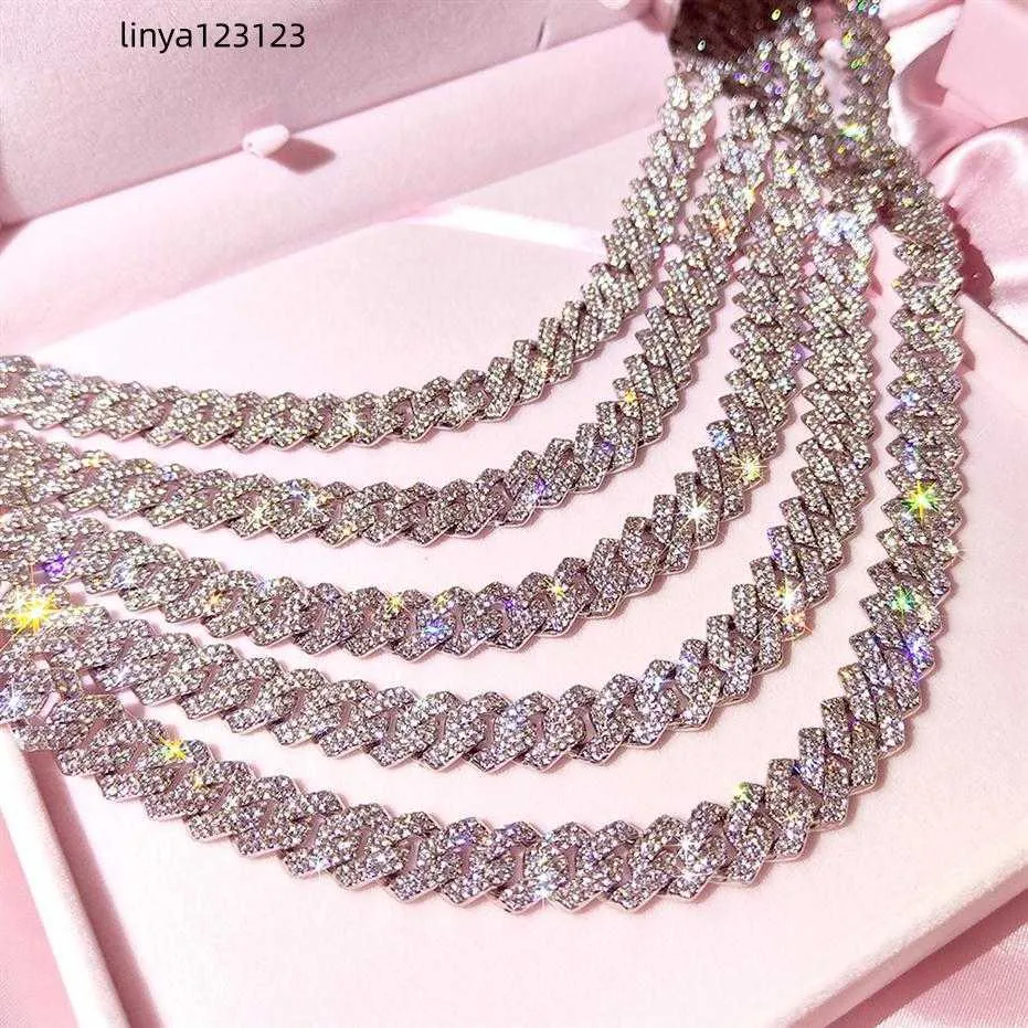 glitter Iced Out Chain Necklace 【14mm 】 14mm Iced Out Hip Hop Cuban Link Chain