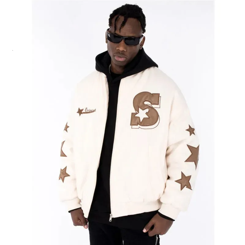 Herrjackor American Retro Letter Brodery Flocking Y2k Street Hip-Hop Baseball Uniform Jacket Male College Style Par Outfit 230831