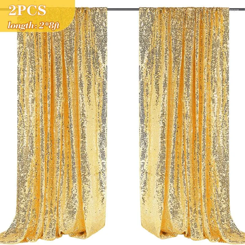 Curtain Sequin Backdrop Curtains - 2 Paneler 2x8ft Gold/Silver Party Wedding Baby Shower Sparkle Pography Bakgrund