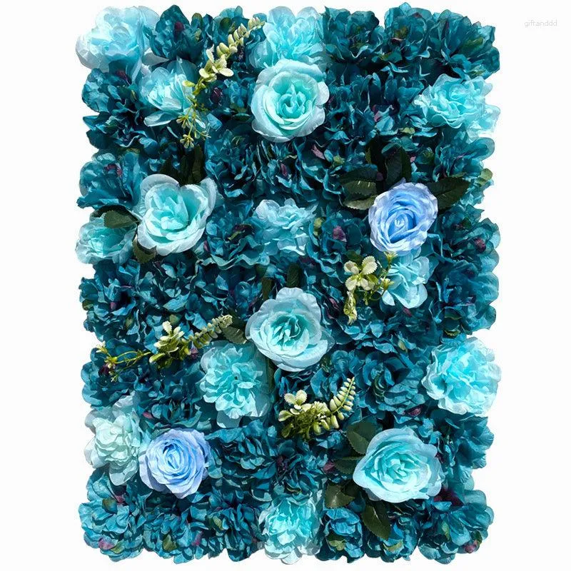 Dekorativa blommor 40x60 cm Blue Silk Flower Wall Wedding Decoration POGRAPHY konstgjorda paneler Födelsedagsfestdekor Bakgrund