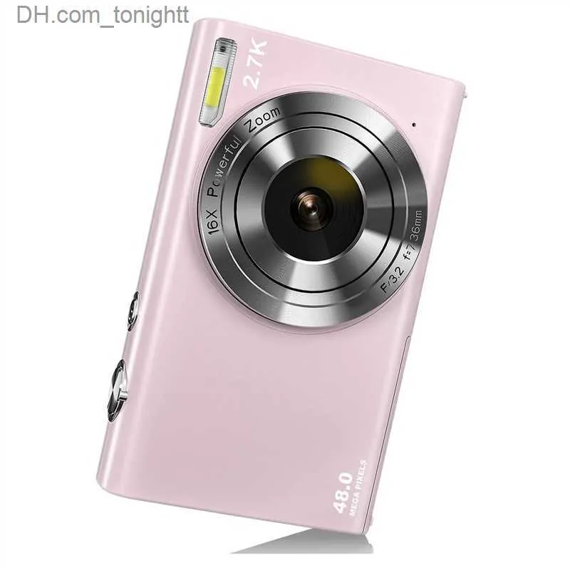 Filmadoras Câmera Digital com Foco Automático 2.7K 48MP Vlogging 2.8 Polegadas Tela Grande Elegante para Adolescentes-Rosa Q230831