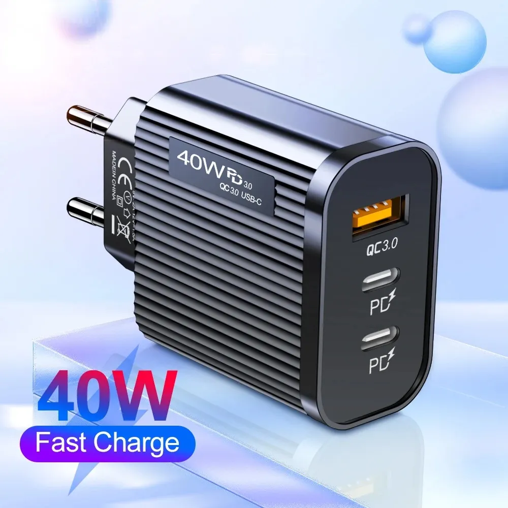 PD QC 3.0 Dual USB Charger 40W Charge Charge EXE US Plug for Power