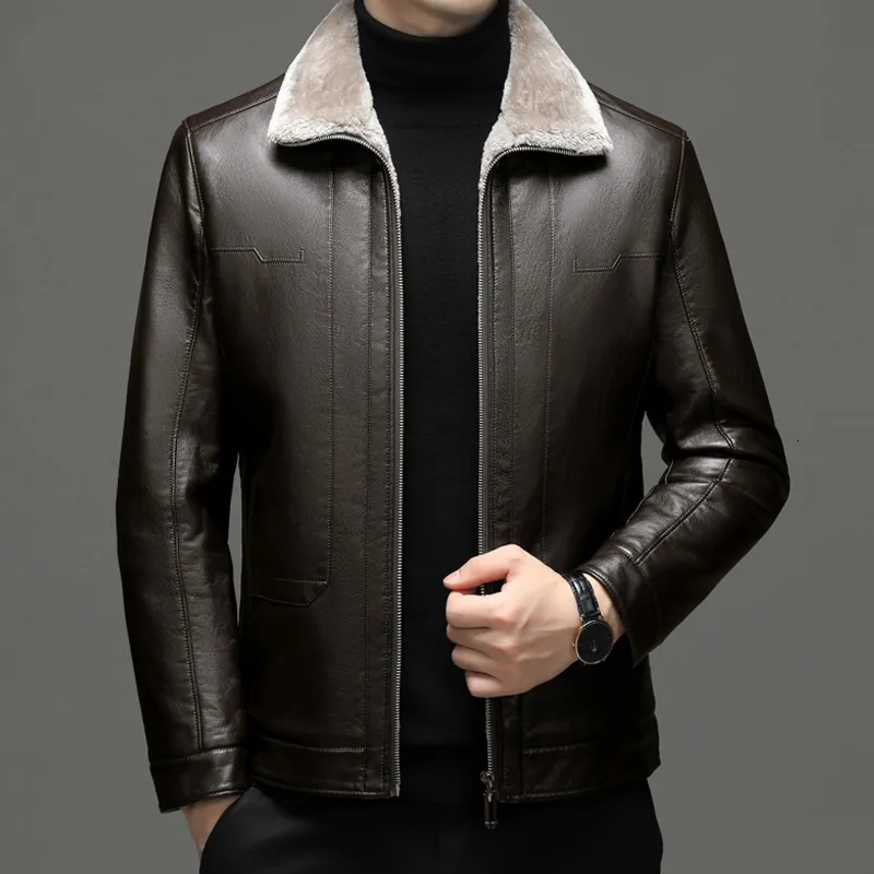 Finta pelle da uomo MENS stile classico ispessimento della moda per il tempo libero cappotto di pelliccia giacca da lavoro maschile slim fit con colletti cappotti 230831