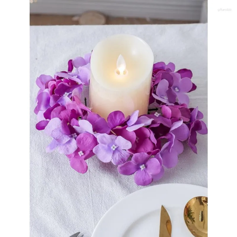 Decorative Flowers 1Pc Artificial Hydrangea Candlestick Garland Dining Table Centerpieces Tablescape For Wedding Party Decor