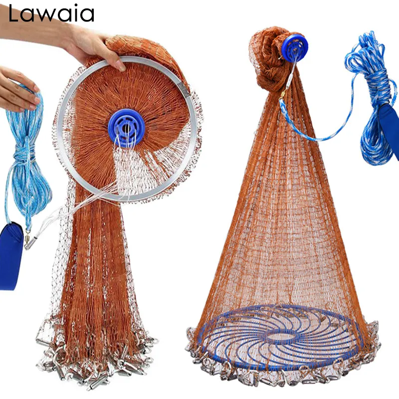 ملحقات صيد الأسماك Lawaia Cast Net American Astrict Strong Lofrided Cable Reshing Fishing Net Net Aluminic