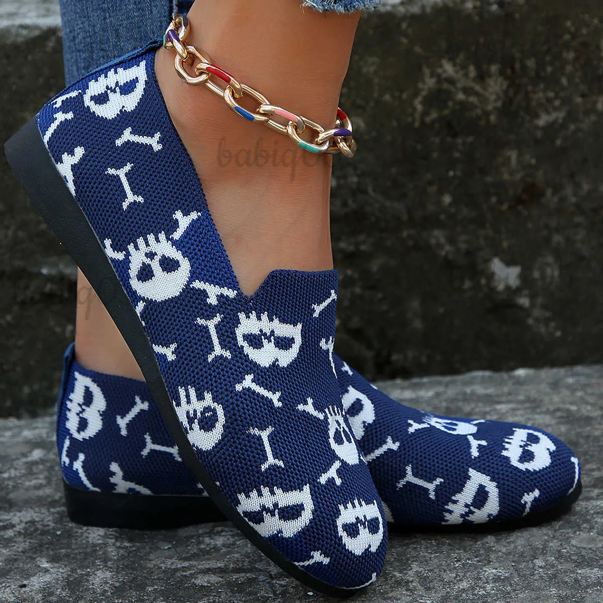 Dress Shoes Halloween New Embroidered Skull Head Shallow Cut Low