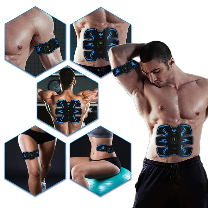 その他のマッサージアイテム筋肉刺激装置EMS腹部股関節トレーナーLCDディスプレイトナーUSB ABSフィットネストレーニングホームジム減量体230831