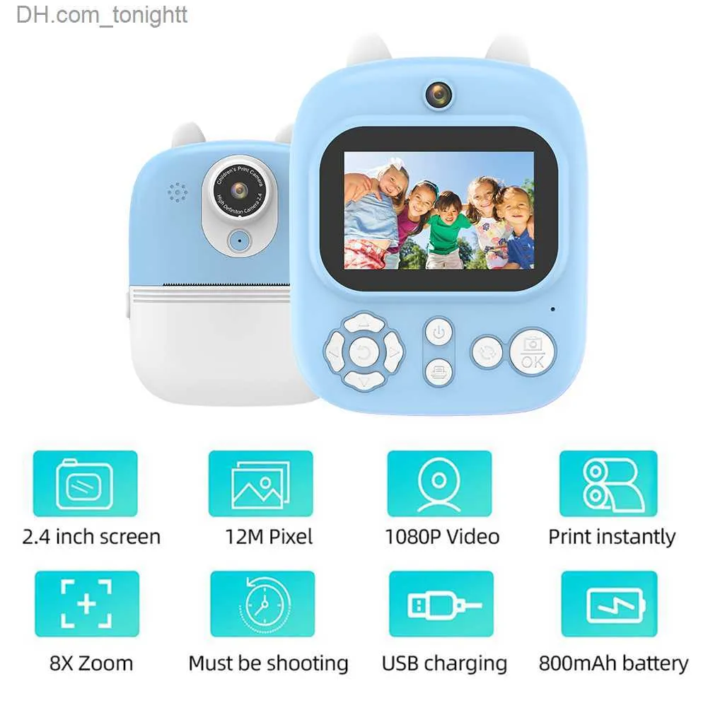 Videocámaras Cámara impresa instantánea Impresora térmica Niños Foto digital Niña Juguete Niño Video Niña Regalo de Navidad Q230831