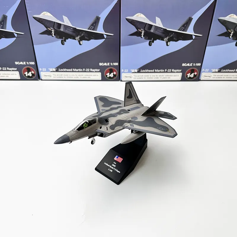 Aircraft Modle 1/100 Scali Fighter F-22 Us Air Force Aircraft F22 Model samolotu samolotu dla dzieci Toys Dift Collection 230830