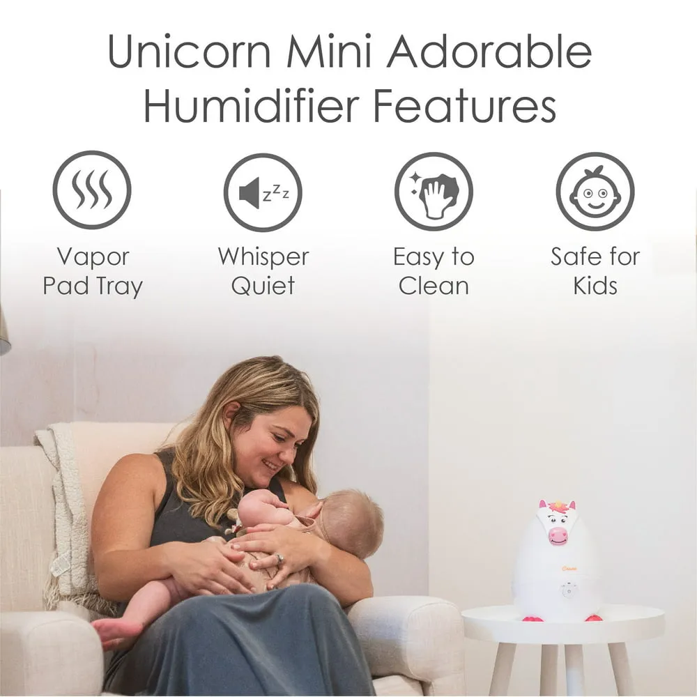 Mini Adorable Ultrasonic Cool Mist Humidifier, 5 Gallon, 15 Hour Run Time, Optional Vapor Tray, 250 Sq Ft Coverage,