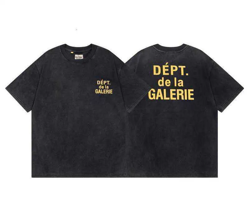 Hip-hop Shirt Letter Mens Old t Depts Galleryess Washed Shirts Splash-ink 2023 Street Oversize Short Sleeve wholesale High Quality