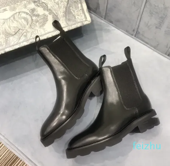 Вырез с низкой коренастым каблуком высокой chelsea boot кожаная обувь миндальные пальцы для ботинки Ankel Riding Boots Luxury Designer