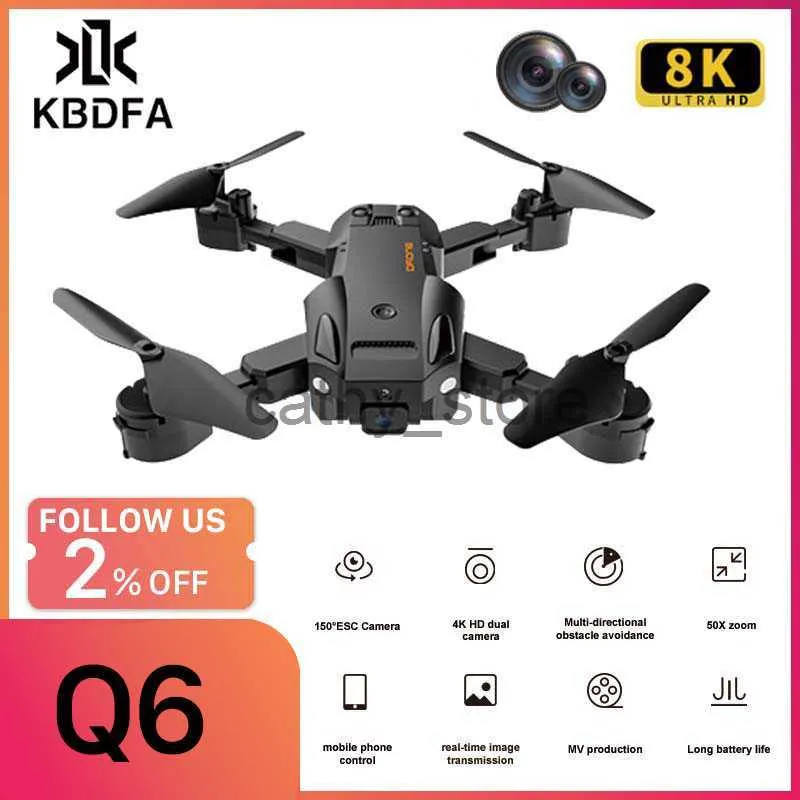 Simulators KBDFA Q6 Nieuw in RC Drone 4k professionele dubbele camera FPV GPS Drones 5G helikopter Obstakel vermijden Opvouwbare quadcopter Speelgoedcadeau x0831