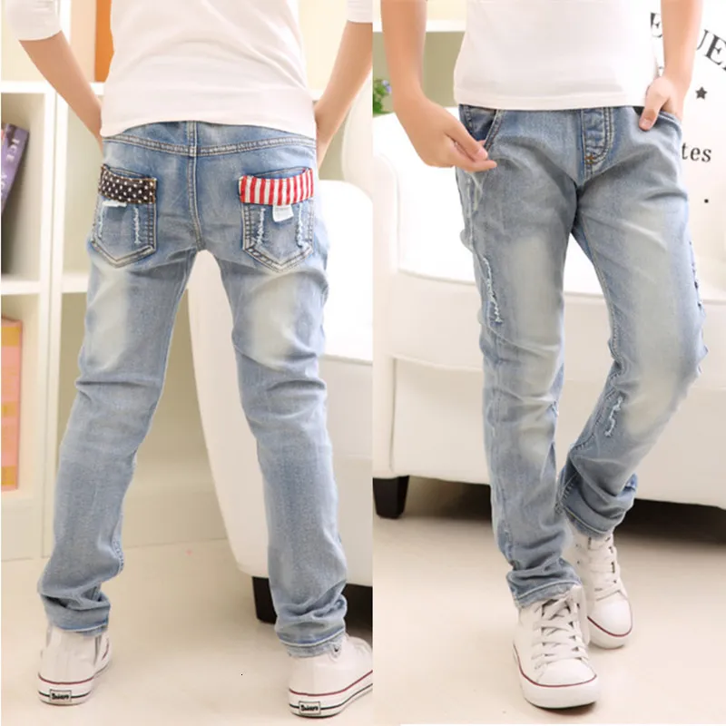 Jeans Autumn Spring Baby Boys Pants Kids Clothes Cotton Casual Children Trousers Teenager Denim 414 år 230830