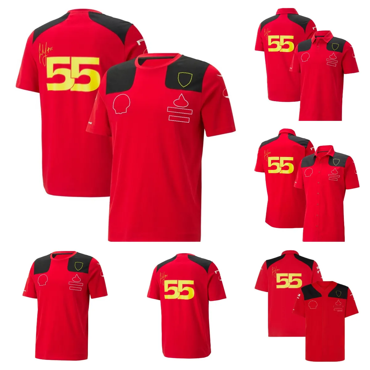 Combinaison de course F1 Formule 1 2023 Nouveau T-shirt rouge Chemise à revers à manches courtes Polo Le costume d'équipe à séchage rapide peut être personnalisé.