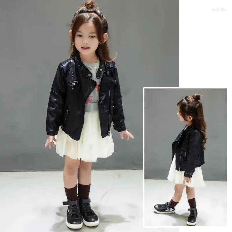 Jackets Toddler Solid Color Lapel Leather & Hat Baby Girl Spring Autumn Winter PU Coat Fashion For Kid 1-6Y