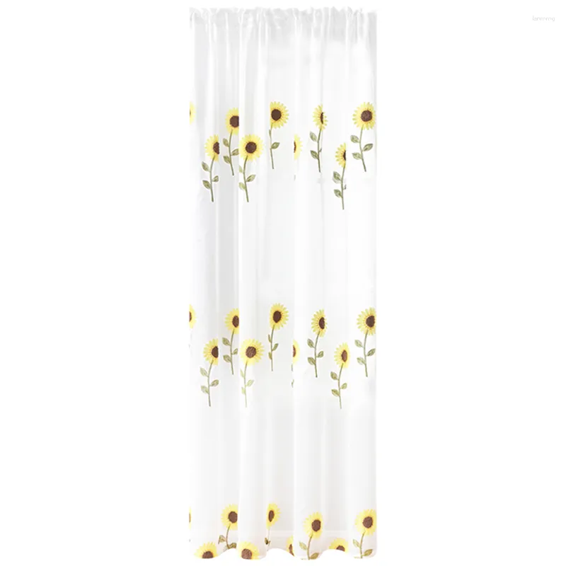 Gordijn Bloemendecor Zonnebloemgordijnen Raamlaken Privacy Doorzichtige gordijnen Witte mesh polyester vitrages