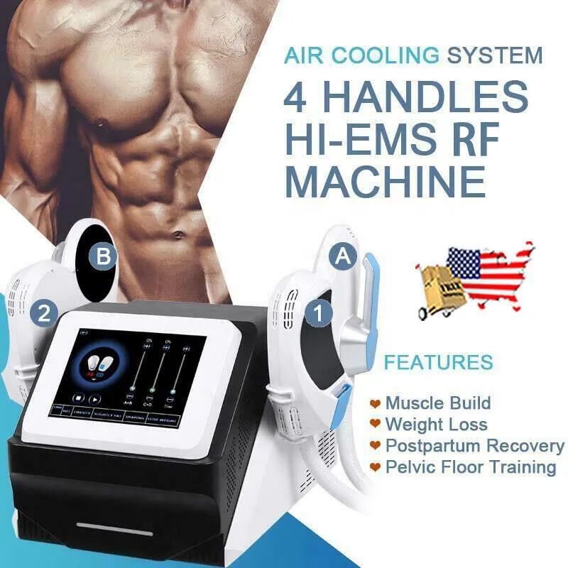 Hetaste modellmuskelstimulator 4 Handtag med RF -muskelstimulator EMS Body Fat Burning Desktop Machine