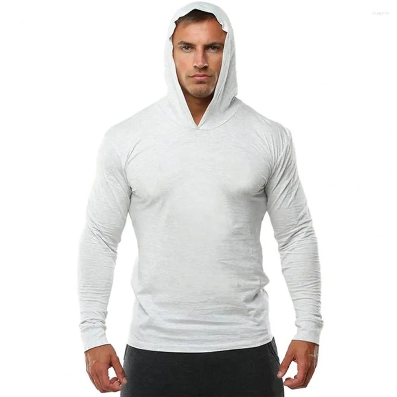 Breathable Cotton Muscle Fit Hoodie For Casual Fitness Wear Slim Fit Long  Sleeve In Solid Colors From Changxiu, $16.1