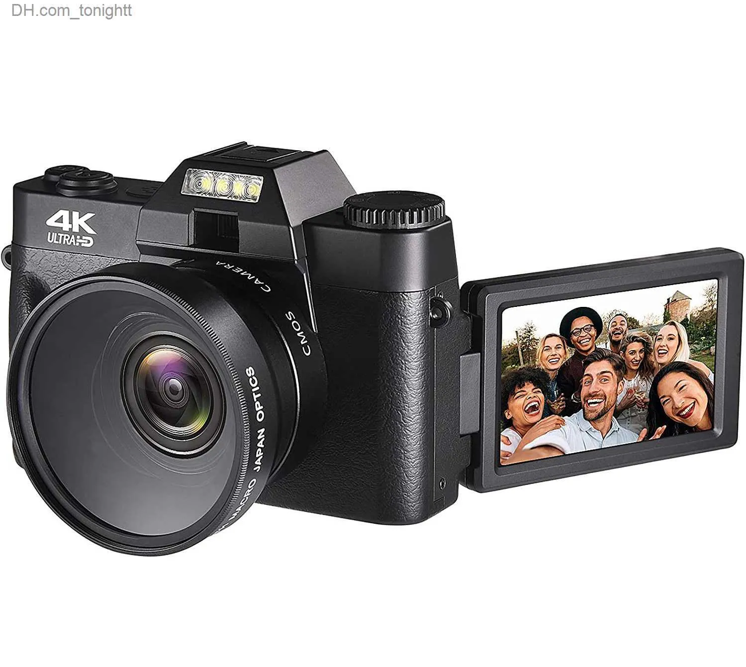 Camcorders 4K 64MP Цифровая камера для фотографии 16x Zoom Vlogging Campord Youtube с широким углом сенсорного экрана Wi -Fi и макрообъектом Q230831