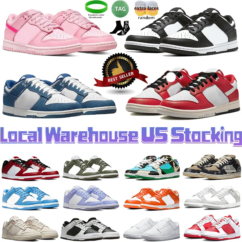 US Stocking Local Warehouse Mens Casual Designer Shoes White Black Panda OG Shoe Grey Fog UNC Triple Pink Low Sneakers Men Women Platform Outdoor Sports Trainers