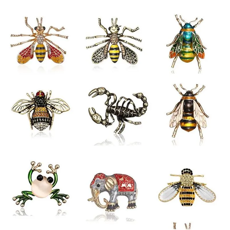 Pins Brooches Mti Personalized Animal Brooch For Women Men Creative Cartoon Frog Scorpion Bee Clothing Pins Cor Jewelry Gift Drop Del Dhdhv