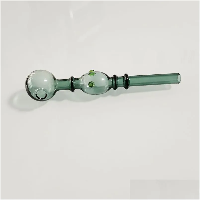 Tubi per fumatori Bruciatore a olio in vetro Pyrex spesso Lago fresco Tubo per tabacco verde per gorgogliatore Artigianato Glasre Tubo per sigarette alle erbe Dot Nail Burn Dhjh0