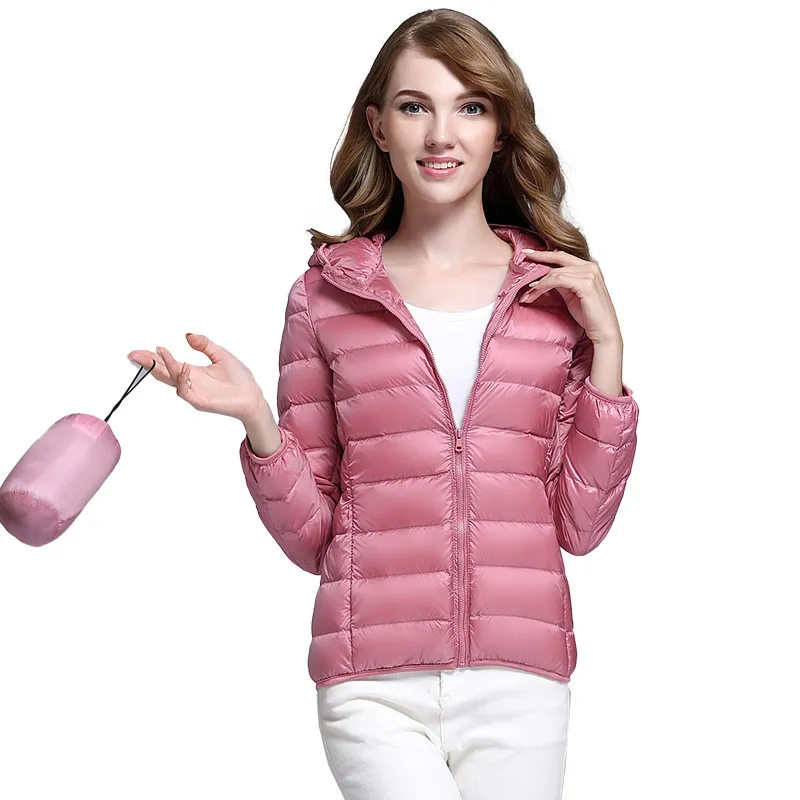 Women's Hooded Packable Ultra Light Weight Short Down Jacket Autumn Winter Coat Down Parkas