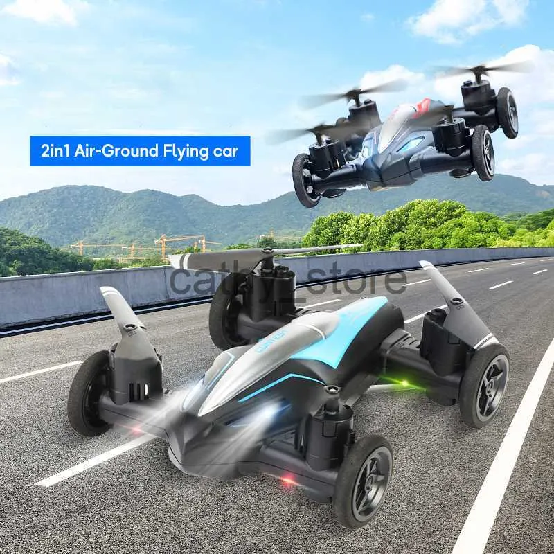 Simuladores 2 em 1 Dron Air-Ground Flying Car 2.4G Dual Mode Racing Mini Drone Profissional RC Carro Anfíbio Quadcopter Drones Crianças Brinquedos X0831