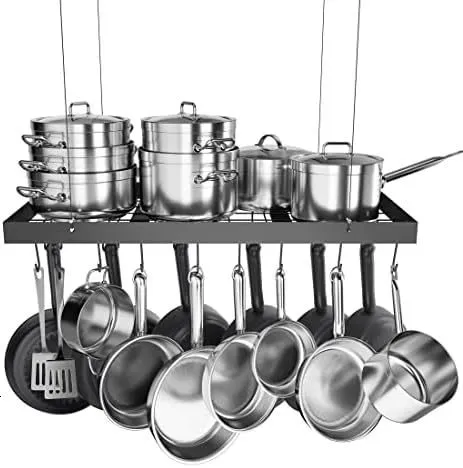 Other Home Storage Organization Pot 34Inch Hanging for Kitchen Oval and Pan Matte Black Hanger with 20 S Hooks For 16" 24" Stud Mou 230830