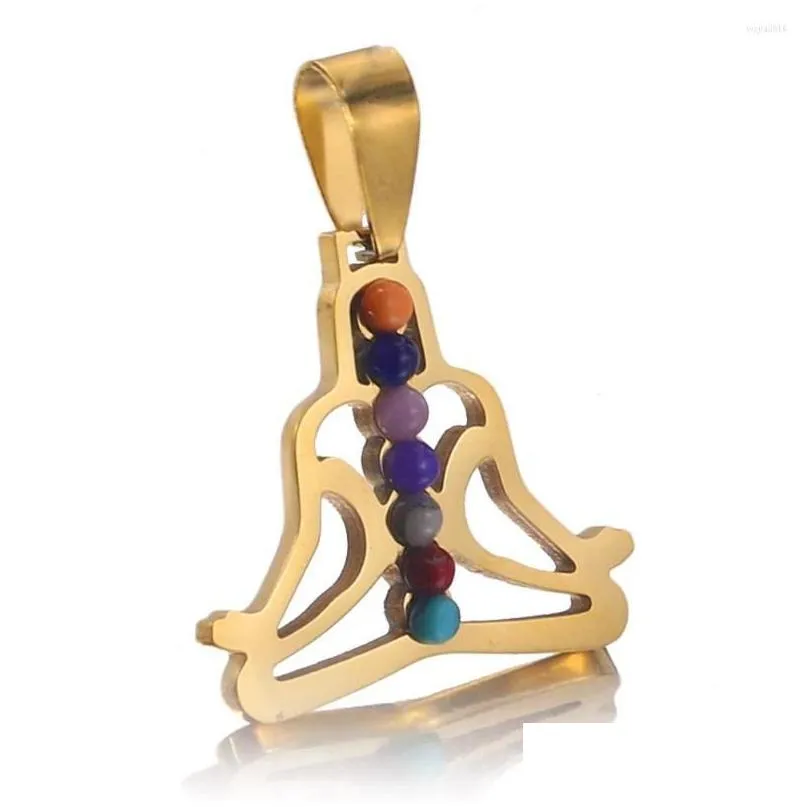 Charms guld DIY grossist rostfritt stål yoga lotus kontakter charm meditation hand smycken hänge för att göra droppleverans hitta dhrel