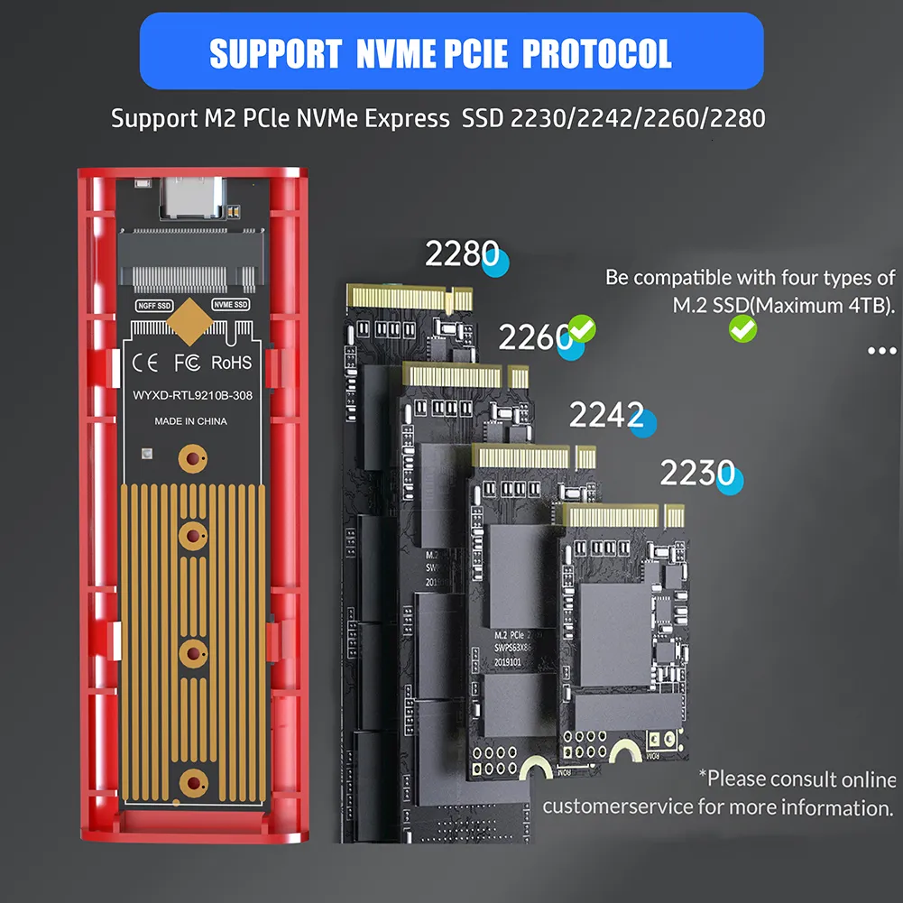 Boîtiers HDD Boîtier SSD M2 M.2 Vers USB 3.1 Gen 2 Boîtier SSD NVMe 10